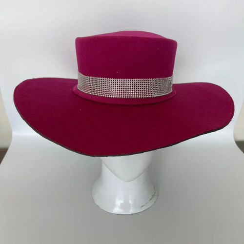 Magenta wide brim wool felt - brim,