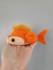 Vintage Beanie Fluffy Hair Goldfish Orange Soft Toy Plush