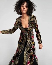 ZARA Woman Collection Velvet Floral Devore Kimono Metallic Fibre M Bloggers READ