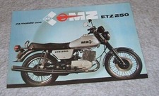 IFA mobile-DDR MZ ETZ250 MOTORCYCLE TECHNICAL DATA SHEET No. III-6-15.AG21/37/83