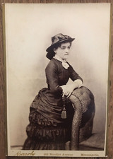 Minneapolis Photo c.1880/90s  Cabinet Card Woman Hat Dress Bustle (Jacoby)