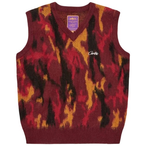 Corteiz mohair knit vest red - knit,