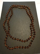 Fashion Jewellery Necklace  Extra Long Length Brown Glass Beaded 120cm Length