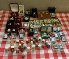 Vintage Thimbles Mixed Joblot Bundle Of 74 Some With Certificates