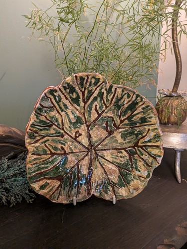 Vintage studio pottery - studio, leaf