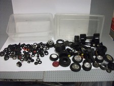 2 X LGE BOXES OF ORIGINAL RUBBER & HARD PLASTIC  CAR/LORRY/BUS/TRACTOR TYRES