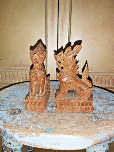 Pair vintage hand - of, carved