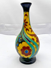 VINTAGE ROYAL GOUDA HOLLAND HAND PAINTED STUDIO POTTERY VASE ART DECO STYLE