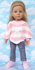 A 3 PIECE  PINK STRIPED PONCHO