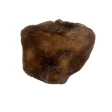 VINTAGE Soviet Real Fur Trapper Hat M 57cm USSR Russian Pill Box Ushanka Brown