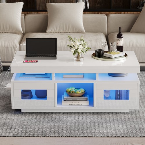 Coffee table with acrylic - coffee,