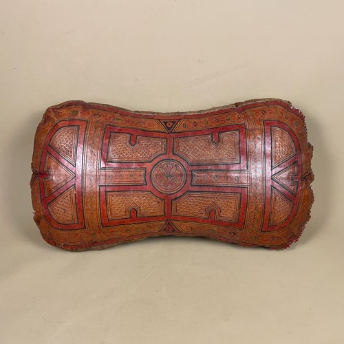Moroccan leather cushion - moroccan, red