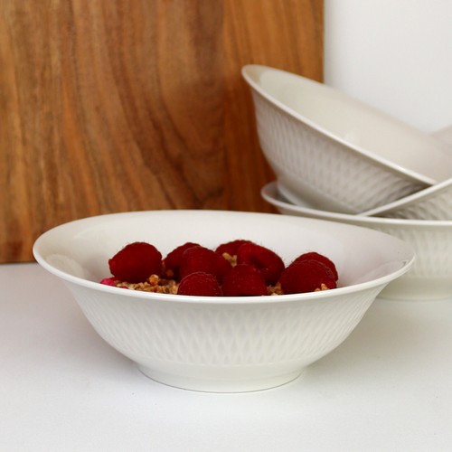White jewel cereal bowls set - cereal,