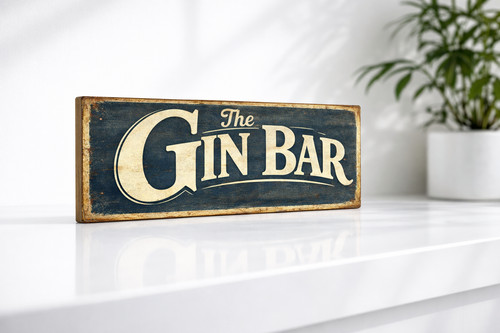 Gin bar vintage style sign - bar,
