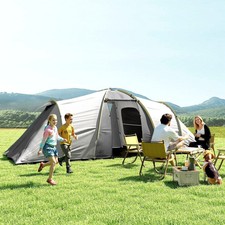 4-6 Man Tunnel Tent, Camping Tent with 2 Bedroom, Living Area and Porch