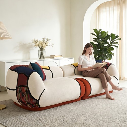 Luxury curved chenille fabric - curved,