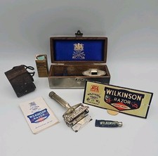 Vintage Wilkinson Sword Co Ltd. Empire Model Razor w/ Strop & Blades circa 1930s