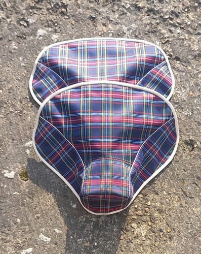 Lambretta blue tartan saddle - blue,