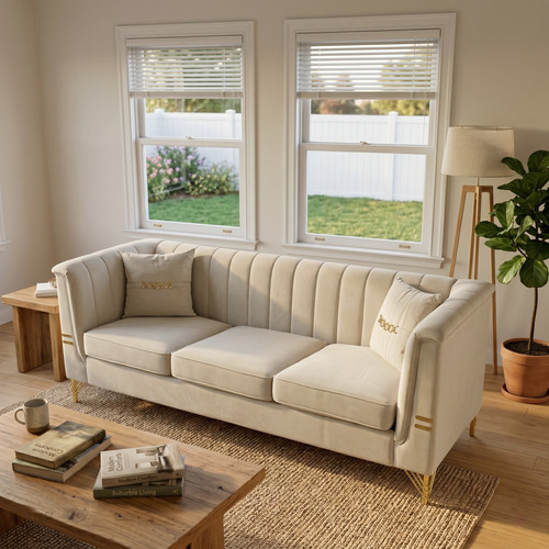 Modern velvet chesterfield - modern,