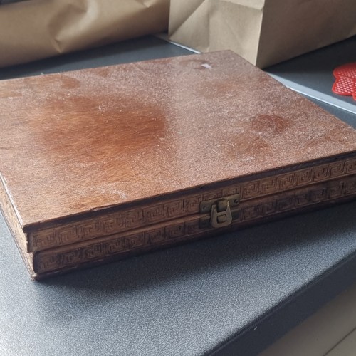 Brown wooden box hinged with - wooden,
