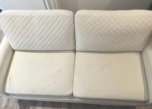 Beige fabric seater - beige, sofa