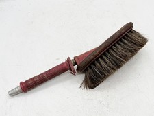VINTAGE LISTER HORSE HAIR CAR WASH BRUSH WITH RED HANDLE AND METAL FITTING