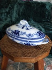 Antique Minton Blue And White Tureen With Lid