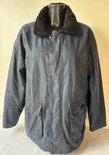 PG Field Navy Blue Mens Waxed Full Zip Jacket Guc Size Medium Approx 24” Ptp