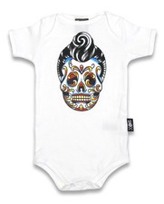 SIX BUNNIES LITTLE ROCKER TATTOO FLASH SKULL BABYGROW VEST ONE PIECE ROMPER