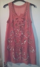 Needle and Thread    Resort wear Pure Silk Minidress,  Peach, Embellished sz32