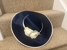 Vintage The British Hat Guild navy blue  wedding races occasion hat
