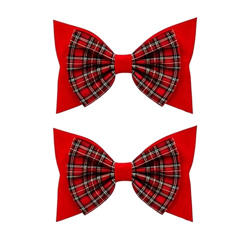 Red plaid chair cover - plaid, bow