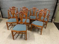 Eight Yew Wood Dining Chairs