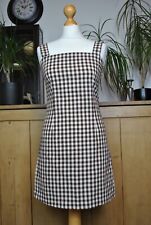 Olive Clothing Brown and Beige Gingham Short Pencil Dress Size XS Strappy Cotton