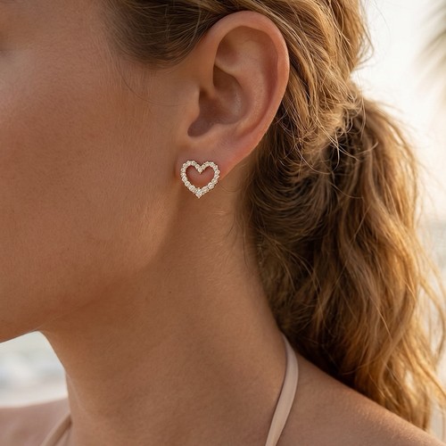 Delicate open heart earrings - heart,