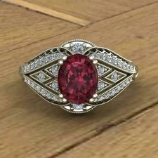 Art Deco Style Oval Cut Ruby