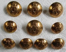 10x UK Army:"R.E.M.E. OFFICER'S BRASS BUTTONS" (25mm-19mm, REME, WW2 Era)