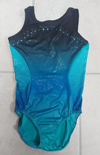 DECATHLON TURQUOISE BLUE & BLACK SPARKLY LEOTARD, AGE 14 151-160CM