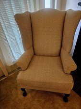 Beige Upholstered Wingback