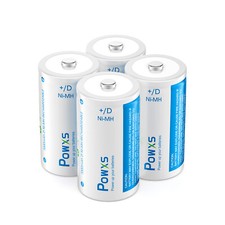 POWXS NiMH D Size D Cell Rechargeable Batteries LR20 HR20 High Capacity 10000mAh