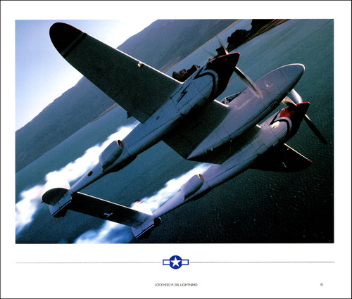 1987 vintage print wwii - print, p-38
