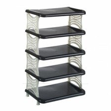 5 Tier Shoe Rack Plastic Organizer Shoes Storage Space Saver Stand Shoe Holder