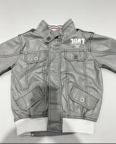 Boys grey white check - full, zip