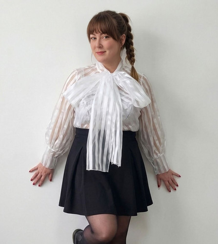 Sheer white chevron stripe - sheer,