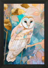 Owl Bird Gold Decor Framed