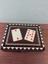 Vintage Miguel Laguna Spanish Wooden Marquetry Inlaid Playing Card Box 
