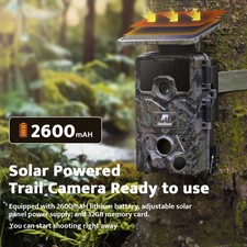 4K 48MP Solar Wildlife Trail Camera, Battery Rechargeable Trail Camera 32GB Card