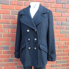 Vintage Y2K Miss Sixty Black Double Breasted Military Navy Style Wool Blend Jack