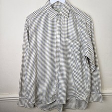 Hoggs Of Fife Tattersall Shirt Check 100% Cotton Mens Medium Blue Green Country