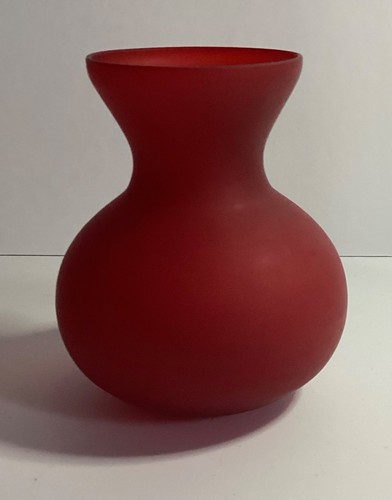Red satin glass vase - glass, vase.